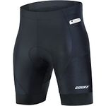 Souke Sports Men's Cycling Shorts Padded 4D Bike Biking Half Pants Bicycle Riding Quick-Dry Tights with Pocket Black