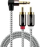 CableCreation 3.5mm to RCA Cable,10 Feet Angle 3.5mm Male to 2RCA Male Auxiliary Stereo Audio Y Splitter Gold-Plated for Smartphones, MP3, Tablets, Speakers,Home Theater,HDTV,3m