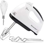 7-Speed Electric Hand Mixer, Handheld Electric Whisk with Turbo Boost, 304 Stainless Steel Beaters Dough Hooks & Whisk, One Button Eject Portable Food Mixer for Baking Cooking Cakes Dough Cream, White