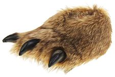 Dunlop Mens Brown Faux Fur Monster Claws Novelty Slippers UK 6-7 (S)