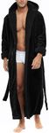 Alexander Del Rossa Mens Fleece Robe, Long Hooded Bathrobe, Small Medium Black (A0125BLKMD)