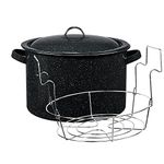 Granite Ware Enamel on Steel 11.5-Quart Water Bath Canner with lid & Jar Rack, Speckled Black