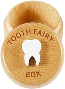 Tooth Fairy Box, Wooden Tooth Box Tooth Fairy Box Keepsake with 3D Teeth Keepsake Box Easy to Put and Carry Tooth Boxes for Lost Teeth for Kids Boys and Girls