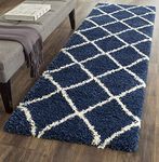 GLOFY Fluffy Fur Rug & Polyester Anti Slip Shaggy Carpet for Bedroom, Office, Sofa Area Carpet, Bedside Carpet, Hallway Carpet (2x5 Feet, Blue Box)