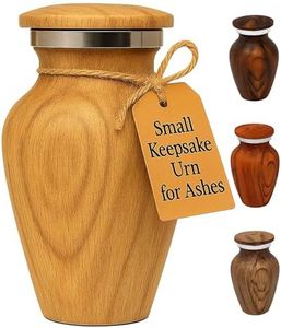 KC KATIE COLLECTION BY URNSELLER Small Keepsake Cremation Urn for Human Ashes Aluminum with Wood Grain Finish | Mini Metal Sharing Personal Funeral Urn for Pet or Human Ashes (Oak)