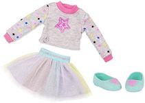 Glitter Girls – Star Sweater & Tutu – Rainbow Tulle & Glitter Shoes – Easy-Fit Doll Clothes – 14" Doll Accessories – 3 Years + – Shine Bright!