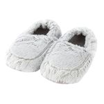 Warmies Microwavable Slippers, Heatable Ladies Slippers with French Dried Lavender, Soothing Warmth and Comfort, One Size Marshmallow Grey Colour