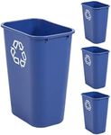 Rubbermaid Commercial Products Deskside Office Bedroom Wastebasket Trash Can Recycle, 10 Gallon, Blue, 4-Pack, 2136381