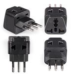 Orei Italy, Libya, Chile & More Travel Adapter Plug - 2 in 1 - CE Certified -RoHS Compliant - Universal Socket - Type L - 4 Pack - Black Color