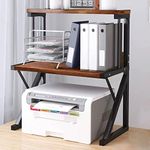 aboxoo Printer Stand for Desk, Desktop Printer Shelf Large Printer Stands 3 Tiers Multi-Purpose Desk Office Organization Shelves for Home Office Printer Fax Book, Rustic Brown