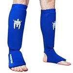 Meister Elastic Cloth Shin & Instep Padded Guards (Pair) - Blue - Small/Medium