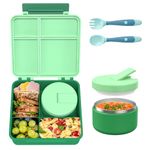 Bento Lunch Box for Kid with 7oz Soup Thermo, Leak-Proof Lunch Box with Cutlery, 4-Compartments Lunch Container for School Outdoors Office