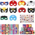 Superhero Party Bag Fillers Superhero Masks and Slap Bands Superhero Sticker for Boys Girls Superhero Masks for Kids Party Birthday Party Bags Favors