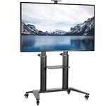 VIVO Premium Aluminum Mobile TV Cart for 32 to 120 inch Screens up to 140kg, LCD LED OLED 4K Smart Flat and Curved Panels, Heavy Duty Stand, Shelf, Wheels, Max VESA 1000x600, Black, STAND-TV120B