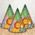 Party Baazaar Jungle Caps for Birthday Theme Party | Birthday Caps for Kids | Birthday Celebration Party Caps | Party Hats for Kids Birthday | Cap for 1st Birthday (Pack of 20)