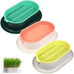 Didiseaon Cat Catnip Planter Cat Grass Planters Set of 3, Hydroponic Cat Grass Planting Box, Soilless Sprouting Tray for Wheatgrass Cat Grass Indoor Gardening (Only Tray, No Plant)