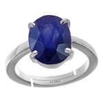 Clara Blue Sapphire Neelam 3.9cts or 4.25ratti Stone Silver Adjustable Ring for Women
