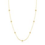 14k Real Gold Beads Station Necklace for Women | 14k Gold Ball Beads Station Necklaces | Beaded Pendant Necklace | Dainty Layering Jewelry | Gifts for Birthday, 18"