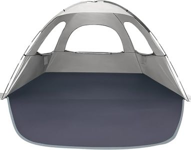 WhiteFang Beach Tent Anti-UV Portable Sun Shade Shelter for 8 Person, Extendable Floor with 3 Ventilating Mesh Windows Plus Carrying Bag, Stakes and Guy Lines (Baby's Breath)