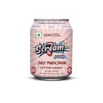 Scream Power Energy Drink: Cotton Candy Flavour, 0 Sugar, 0 Calorie, 0 Carb, 0 Artificial Color Energy Drink with BCAA, Natural Caffeine, Sustained Energy - Pack of 4, 250ml Cans