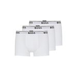 Hugo Boss Men's 3-Pack Stretch Cotton Regular Fit Trunks, White, Medium