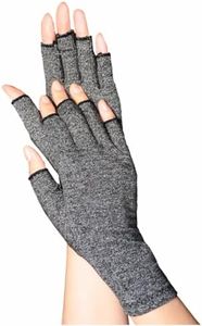 Bodyassist Compression Arthritis Gloves, Fingerless Design, Grey or Beige (Gray, Medium)
