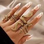 Clataly Vintage Snake Ring Set Animal Finger Joint Rings Stackable Knuckle Rings Jewelry for Women and Girls(Pack of 4) (Gold)