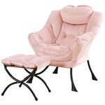 Tiita Lazy Chair with Ottoman, Modern Large Accent Lounge Chair, Leisure Sofa Armchair with Ottoman, Reading Chair with Footrest for Bedroom, Living Room, Dorm Rooms, Garden