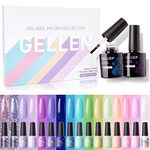 Gellen Gel Nail Polish Kit -16 Colors With Top Base Coat, Bright Shades Nail Art Design Gel Polish Set, Vibrant Mermaid Tones Nail Gel Starter Kit, DIY Manicure Soak Off UV Nail Gel Set