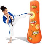 Novelty Place Kid's Inflatable Punching Bag - 4 Feet Tall Free Standing Buddy - Hit & Bounce Back Air Bop Toy Fun for All Ages Boys Girls Fitness & Stress Relief