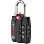Forge TSA Luggage Combination Lock - Open Alert Indicator, Easy Read Dials, Alloy Body- Ideal for Travel, Lockers, Bags, Black 1PK,