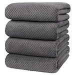 HOMEXCEL Bath Towel Set Pack of 4, Microfiber Ultra Soft Highly Absorbent Bath Towel, Lightweight and Quick Drying Towels for Body, Sport, Yoga, SPA, Fitness, Grey