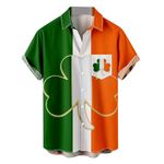 NQyIOS St Patrick’s Day T-Shirts Men Funky Hawaiian Shirts Casual Button Down Hawaiian Shirts Relaxed-Fit Palm Tree Printed Summer Short Sleeve Aloha Beach Holiday Shirt Ireland Pride Party Shirt