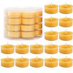 28Pcs Yellow Candles Beeswax Tealights Smokeless 4 Hour Burn Time Unscented Natural Beeswax Tea Lights,Perfect for Birthday Party,Wedding,Spa,Home Decor