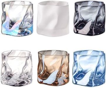 Hbluefat Glass Drinkware Set Glass Mug, Set of 6, Crystal Glass, Special, Wave Cup,Whiskey/Wine/Brandy Tumblers,Whiskey Cup,Liquor Cup,Water Cup,6.8oz Glass Cups for Indoor and Outdoor (Colored)