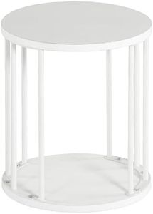 HDANI Small Round Wooden Step Stool for Kids Adults, 300lbs Load Capacity Garden Stool, Non-Slip Small Stool for Plant Stand, Kitchen, Bathroom and Bedroom, White