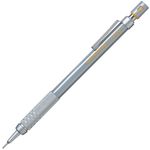 Pentel 0.9 MM HB Mechanical Pencil | Lead Of Grade HB | Mini Interchangeable Eraser With Push Mechanism | Silver Plated Swing Grip | Pack Of 1 | Silver (PG500)