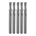 5 Pcs Down Cut Router Bits CNC End Mill, 2 Flutes Spiral Milling Cutter Tools, Solid Carbide CNC Bits with 0.125 inch (3.175 mm) Shank and Cutting Diameter CNC Mill Sets for Wood MDF Engraving