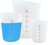 3 PCS Silicone Flexible Measuring Cups,Melting Cups for Epoxy Resin,Butter,Chocolate and More,2 Cup&1 Cup&1/2 Cup,Squeeze and Pour Silicone Measuring Cup with Marking Ounce/ML