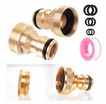 Tap Hose Connector Kitchen Tap,2pcs 22mm Female 24mm Male Threaded Brass Tap Connector,1pcs 1/2 Inch&3/4 Inch 2-in-1 Female Threaded Faucet Adapter Hosepipe Brass Fittings