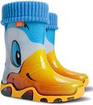 Kids Boys Girls Wellies Rain Boots Warm Fleece-Lined Light Unisex Children Wellington Boots 5/6 UK Child (label 22/23) Duck