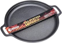 Mountain Grillers BBQ Griddle - 12Lx15W-Inch Cast Iron Griddle for Grill - Durable Black Steel Griddle - Moisture-Sealing, Heat Retention, and Even Distribution Design Round Griddle