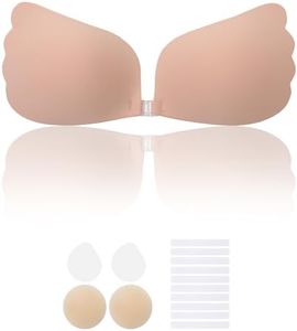 Lolaura Invisible Sticky Bra for Women, Strapless Adhesive Bra, Seamless Push up Lightweight, Ideal for Backless Dresses, Nude, 32-40A/D