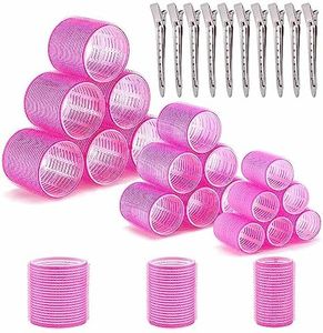 28 Piezas Hair Rollers, Rulos Pelo Grandes,Rulos para El Pelo,18 Piezas Bigudies Pelo y 10 Piezas Clips de Rodillo para Profesional Rulo de Peluqueria,Salon Rulos,36mm,45mm,60mm