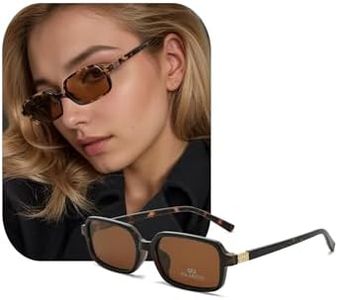 JiSoo Lunettes de soleil rectangulaires rétro pour femme, lunettes de soleil polarisées tendance pour femme, petites lunettes de soleil des années 90, Marron tortue, S