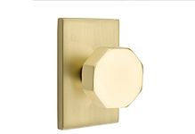 Emtek Full Dummy Set, Modern Rectangle Rosette, Octagon Knob (Satin Brass)