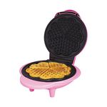 Global Gizmos 35570 Heart Shaped Waffle Maker / 1000W / Unique Thermostatic Design/Non-Stick Plates/Easy Clean / 25cm x 22cm / Pink Colour