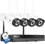 【Wireless Pro,Plug & Play】 Hiseeu 2.5K 5MP WiFi Security Camera System Outdoor,Expandable 16CH 8MP NVR, 1TB HDD,Spotlight,2 Way Audio, IP66 Waterproof, Motion Alert, DC Power Plug-in, 24/7 Recording