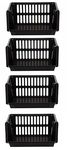 Optimal Products Large 4 Tier Stacking Baskets Storage Veg Rack Plastic Stackers 35 cm Kitchen Fruit Stand Shelf (Black)