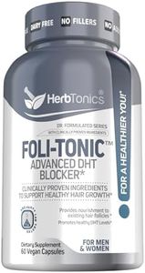 Foli-tonic DHT Blocker & Hair Loss Supplement | Hair Thinning Treatment & Promotes Healthy Thicker Hair Growth | With Saw Palmetto & Biotin for Men & Women | 60 Vegan Capsules (60 Count (Pack of 1))